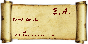 Biró Árpád névjegykártya