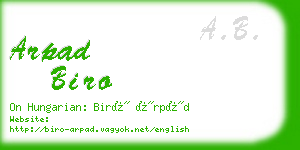 arpad biro business card