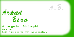 arpad biro business card